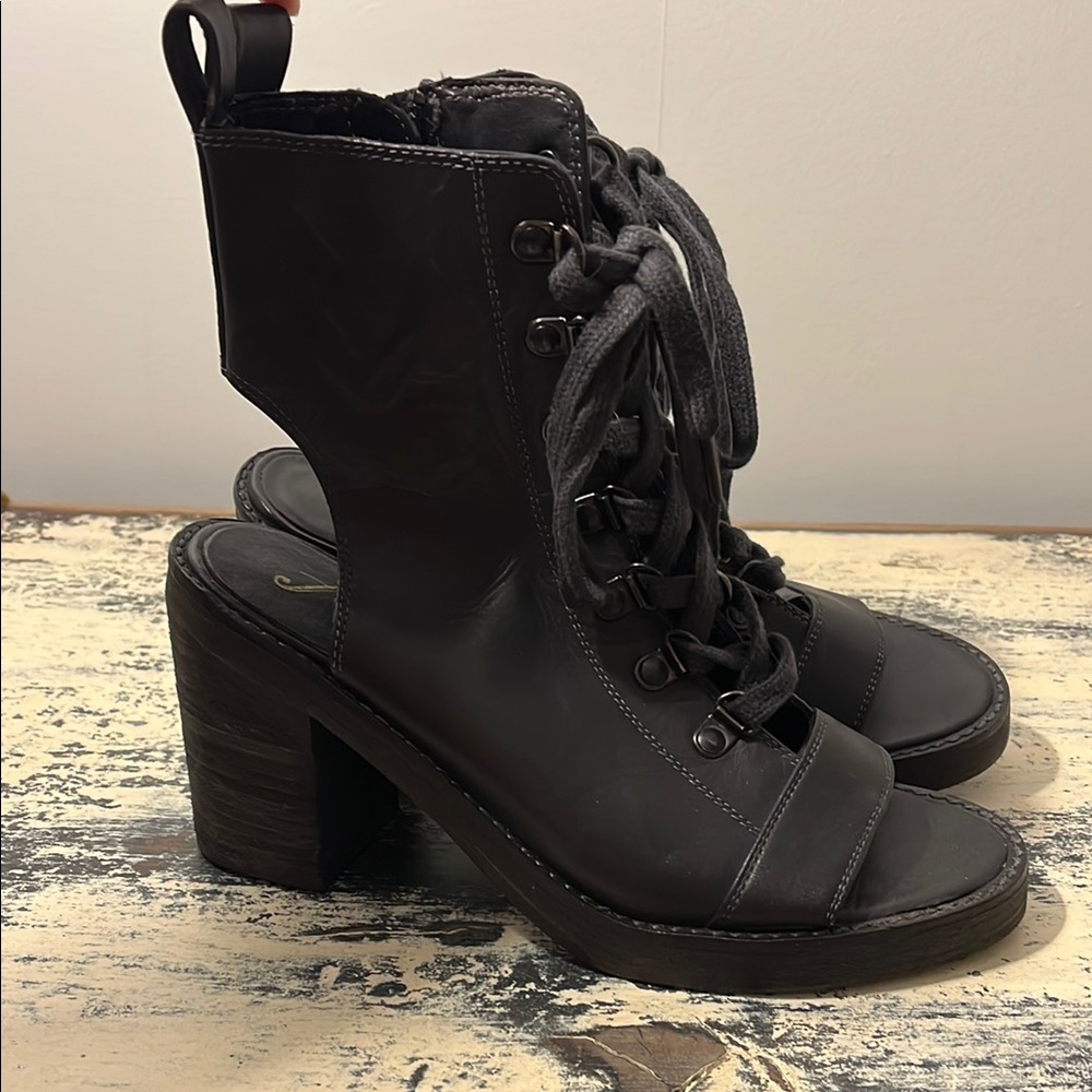 Free People City of Lights Black Heeled Boots Sz. 37